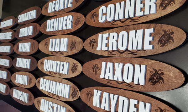 Small Personalized 3D Surfboard Name Sign