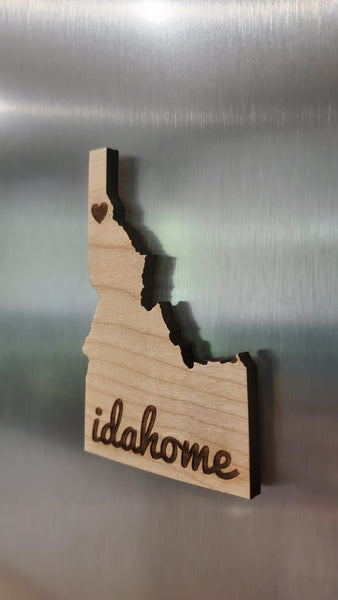 Idaho State Shaped Wooden Idahome Engraved Magnets