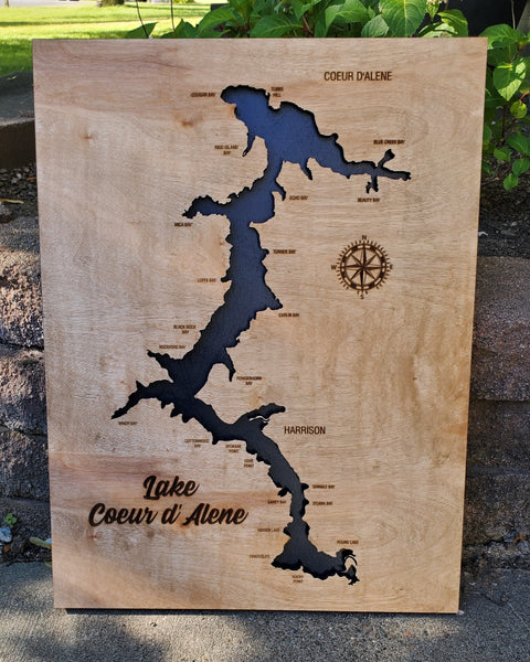 Engraved 3D Coeur d'Alene Lake Sign