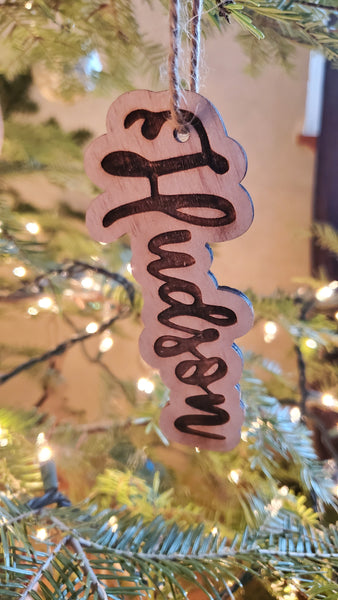 Personalized Ornament with Engraved Name Outline