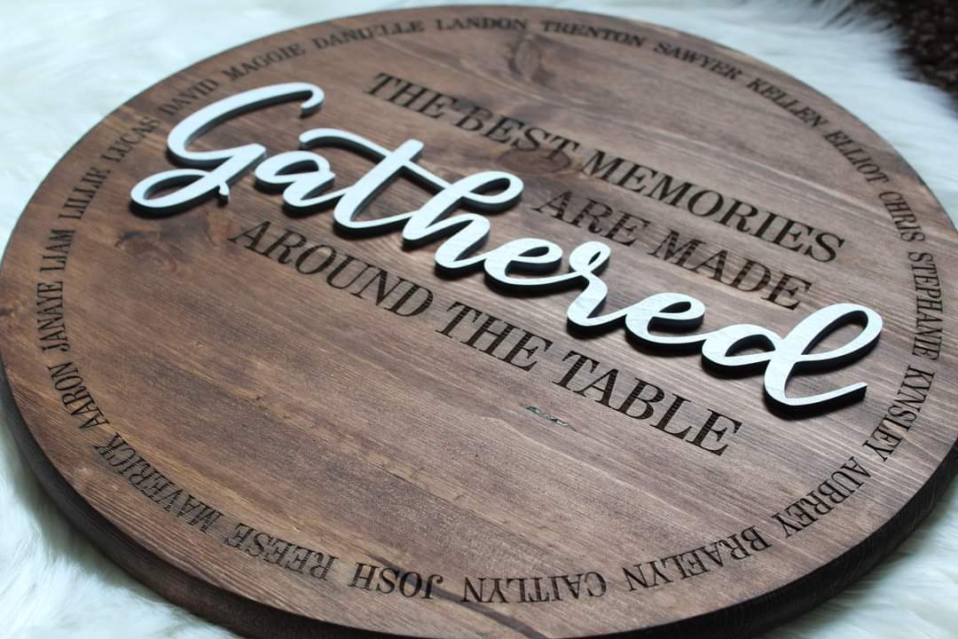 3D Gathered Around the Table Sign with Personalized Engraving