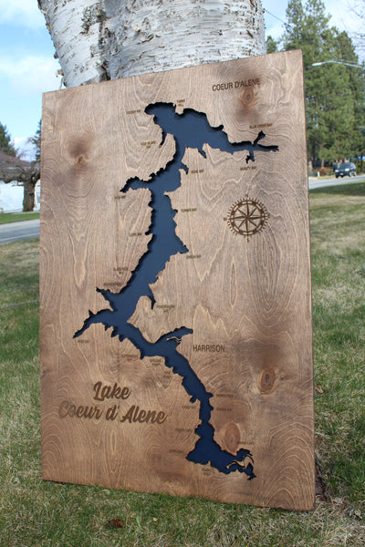 Engraved 3D Coeur d'Alene Lake Sign