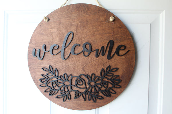 Welcome Wood Door Hanger