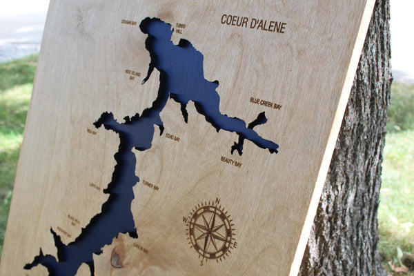 Engraved 3D Coeur d'Alene Lake Sign