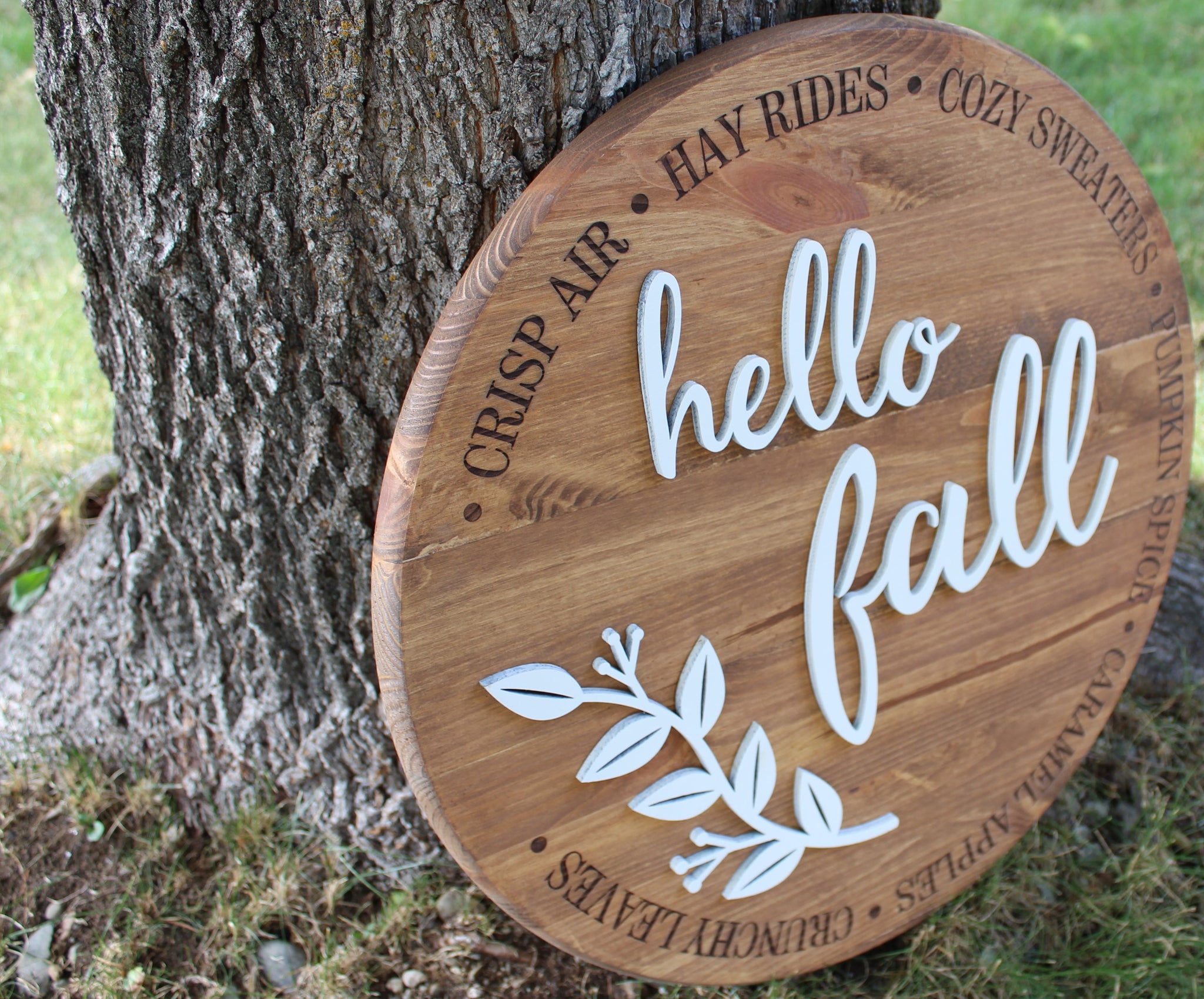 Hello Fall 3D Sign with Surrounding Engraving