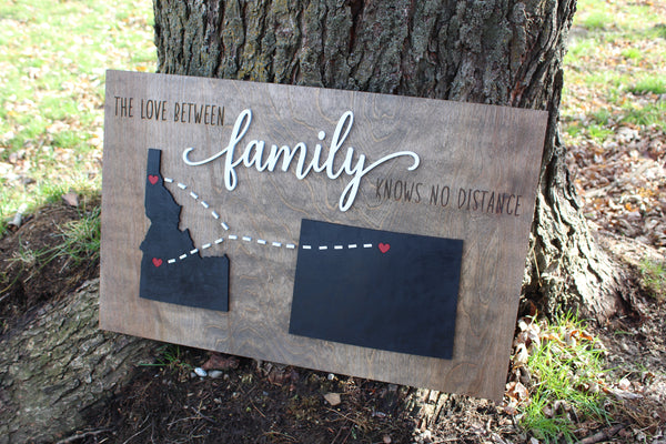 The Love Between Family Knows No Distance 3D State Signs