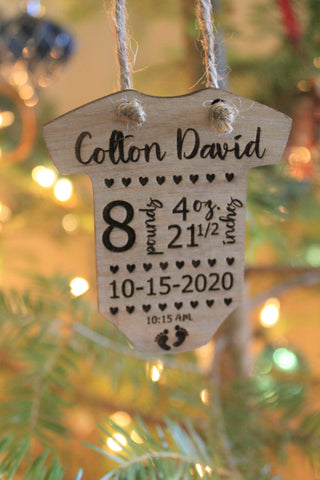 Baby Stats Wooden Personalized Engraved Ornament