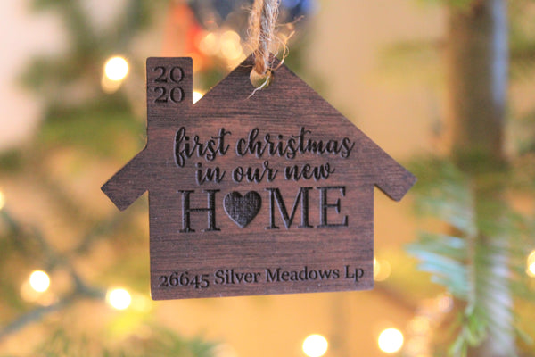 First Christmas in Our New Home Wooden 3D Personalized Ornament