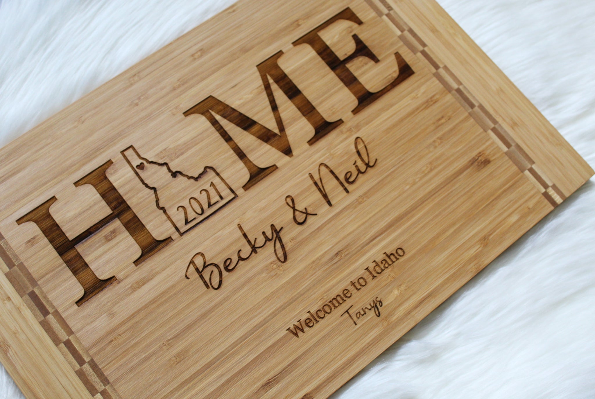 Home State Personalized Engraved Maple or Bamboo Cutting Board