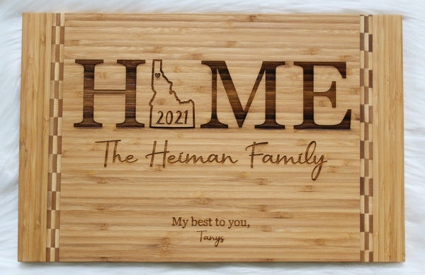 Home State Personalized Engraved Maple or Bamboo Cutting Board