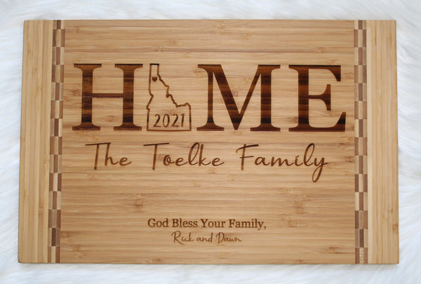 Home State Personalized Engraved Maple or Bamboo Cutting Board