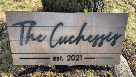 Personalized 3D Last Name Sign with Faux Shiplap