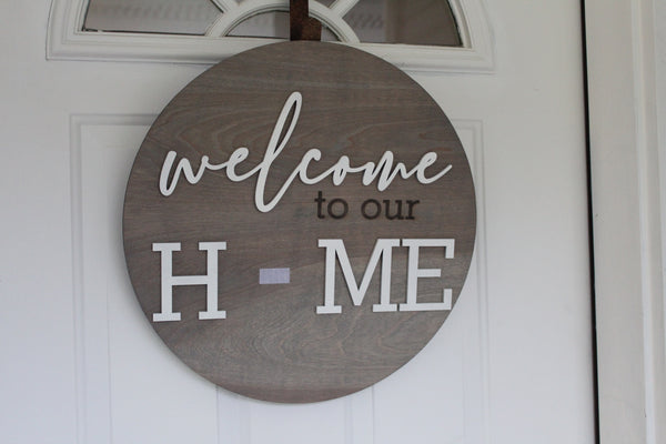 3D Welcome to Our Home Holiday Switch Out Sign With 6 Cut Outs