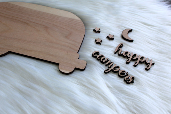 Unfinished Happy Campers 3D Wood Cut Outs