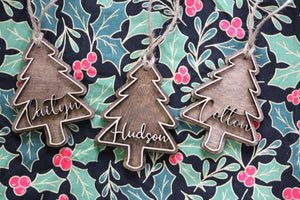 Stocking Tag with Personalized Tree and Name 3D Outline