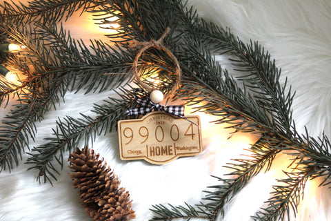 Zip Code City Wooden Engraved Ornament