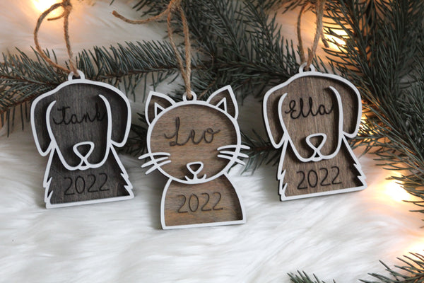 Dog or Cat Wooden 3D Personalized Ornament