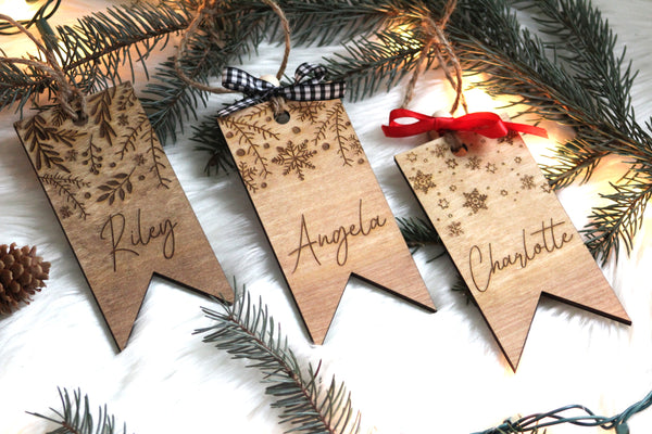 Stocking Tag with Design and Personalized Engraved Name