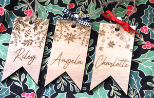 Stocking Tag with Design and Personalized Engraved Name