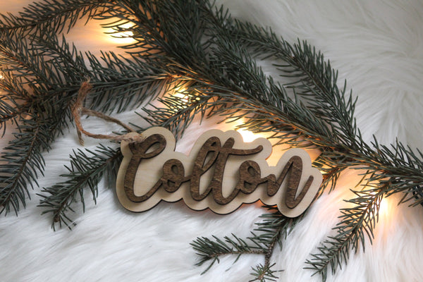 Stocking Tag with 3D Name Outline