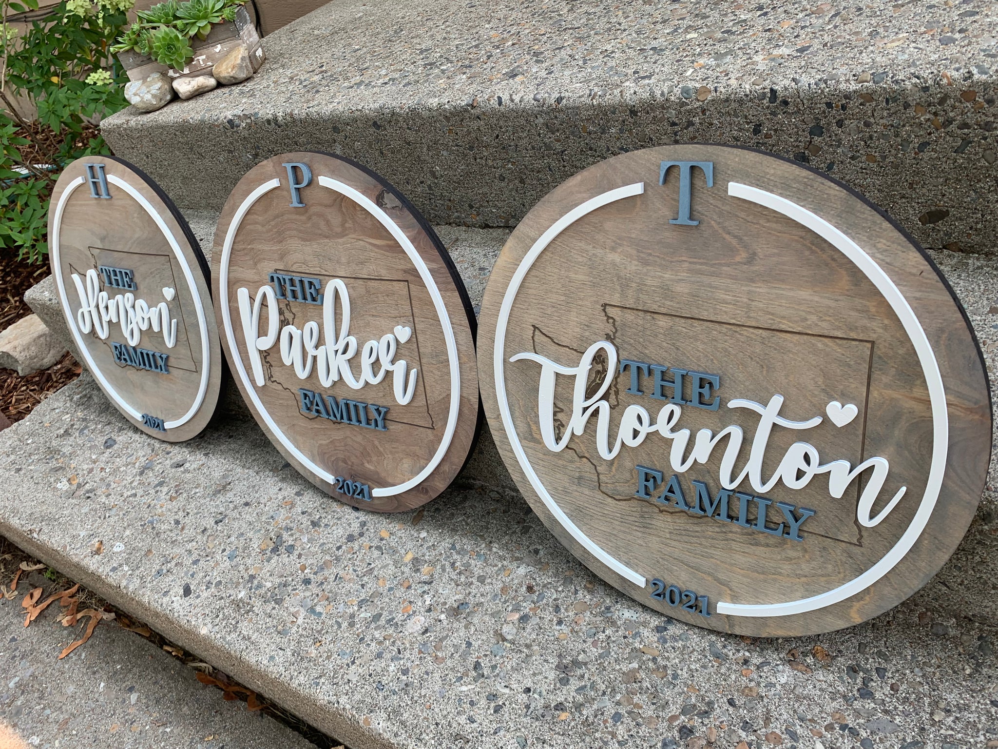 Engraved State Signs with 3-D Lettering