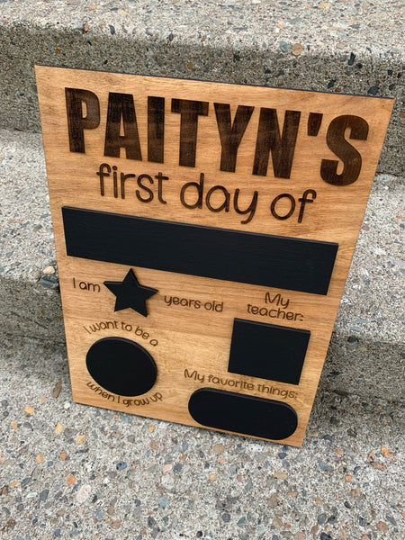 Personalized First Day of School Sign