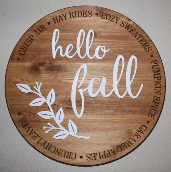 Hello Fall 3D Sign with Surrounding Engraving