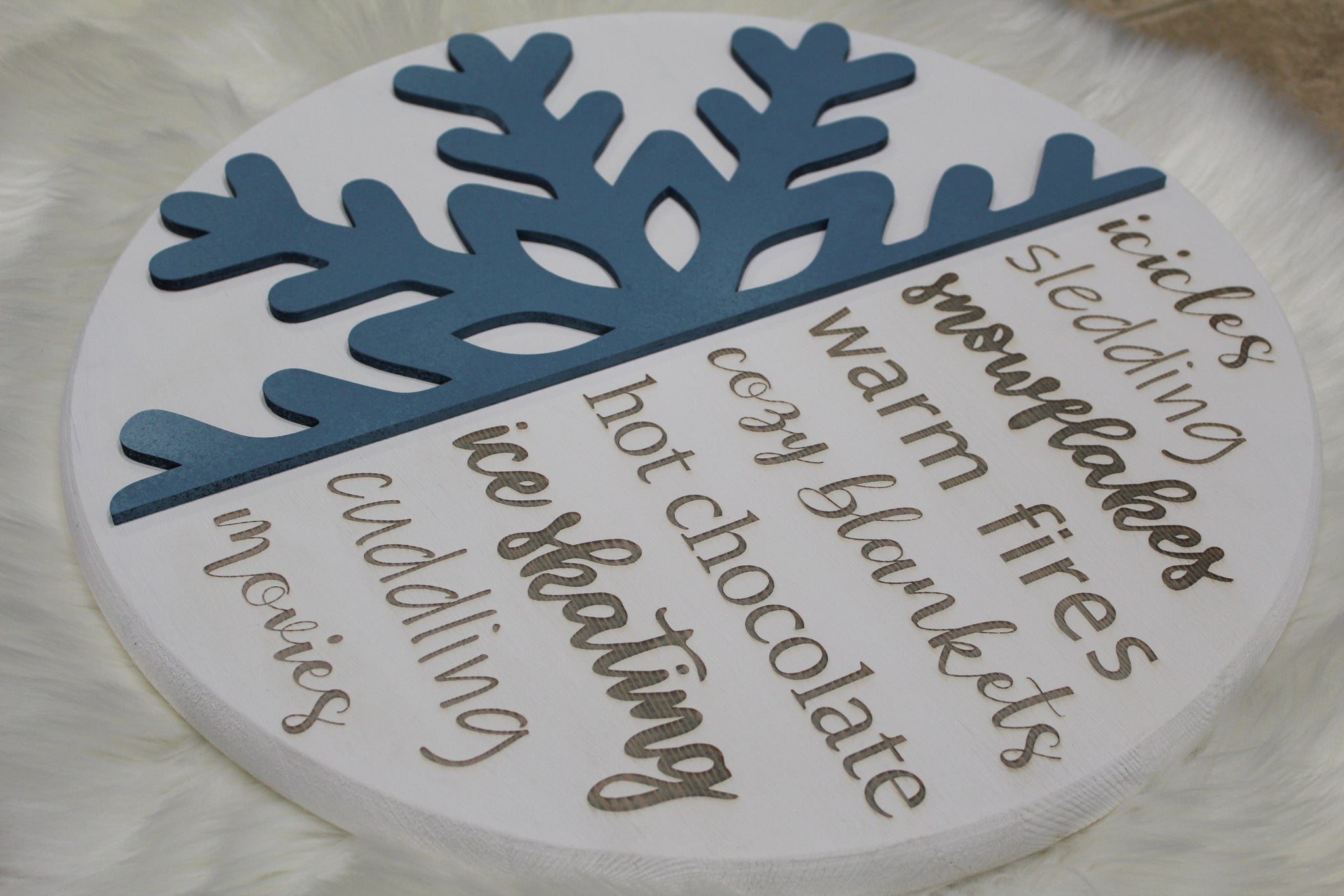 Cozy Winter Half Snowflake Sign