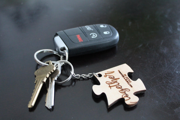 Better Together Personalized Wood Puzzle Keychain Set