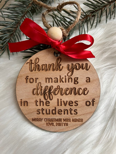 Teacher Wooden Personalized Engraved Ornament