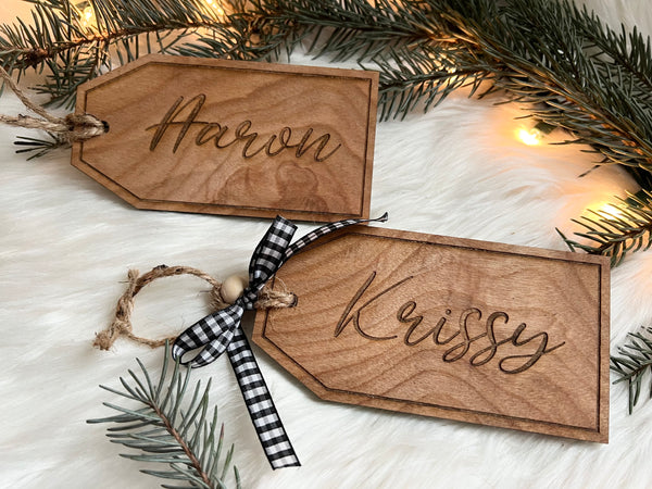 Stocking Tag with Border and Personalized Engraved Name