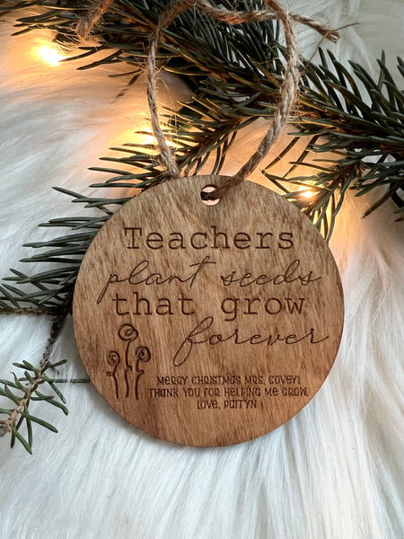 Teacher Wooden Personalized Engraved Ornament