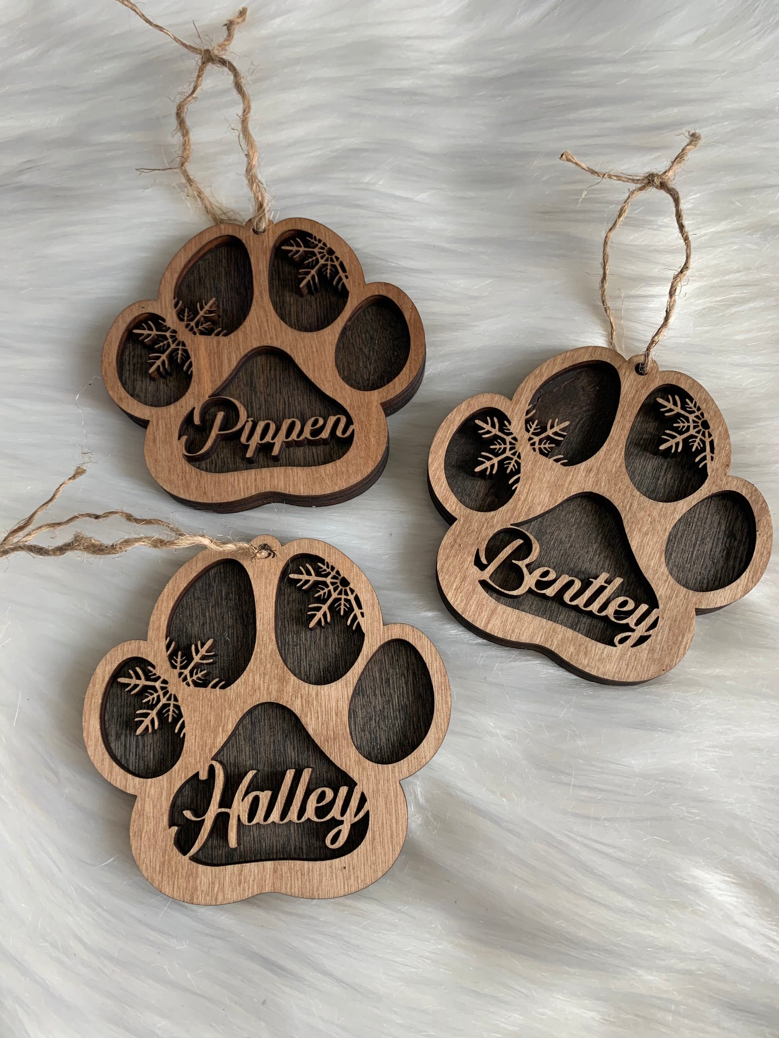 Paw Shaped Wooden 3D Personalized Ornament