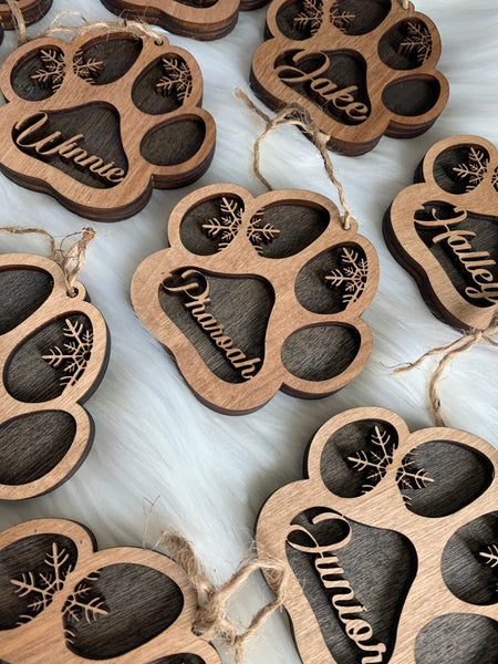 Paw Shaped Wooden 3D Personalized Ornament