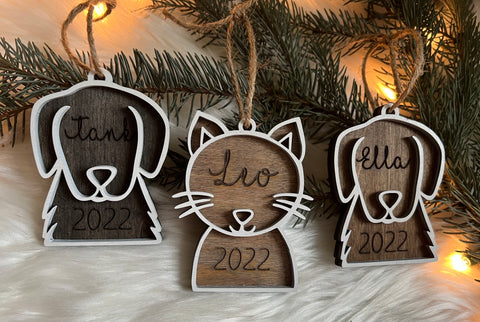 Dog or Cat Wooden 3D Personalized Ornament