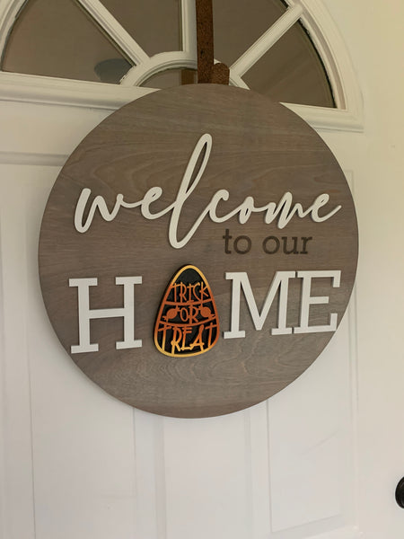 3D Welcome to Our Home Holiday Switch Out Sign With 6 Cut Outs