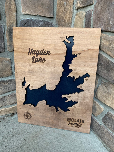 Engraved 3D Hayden Lake Sign