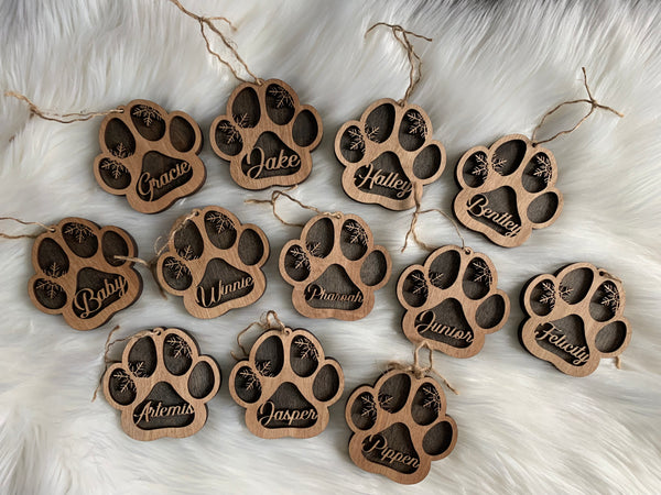 Paw Shaped Wooden 3D Personalized Ornament