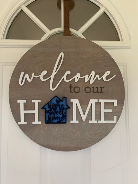 3D Welcome to Our Home Holiday Switch Out Sign With 6 Cut Outs