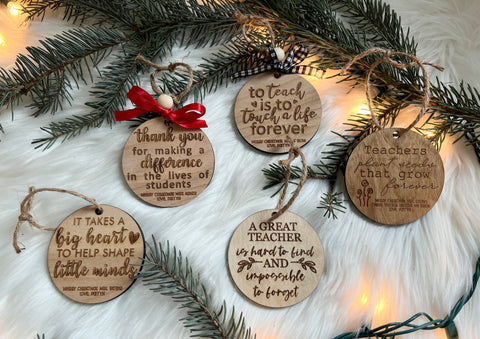 Teacher Wooden Personalized Engraved Ornament