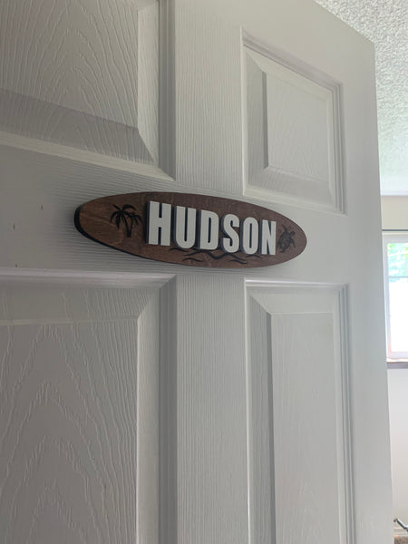 Small Personalized 3D Surfboard Name Sign