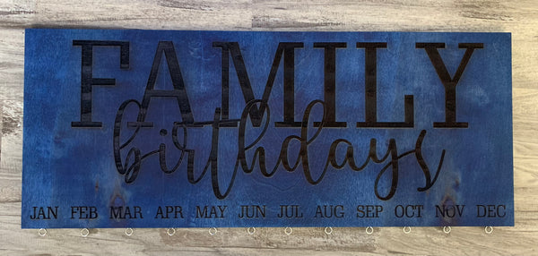 Engraved Family Birthdays Sign