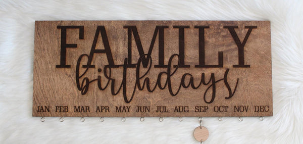 Engraved Family Birthdays Sign