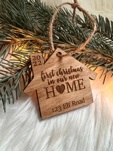 First Christmas in Our New Home Wooden 3D Personalized Ornament