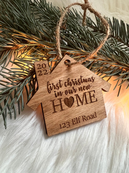 First Christmas in Our New Home Wooden 3D Personalized Ornament