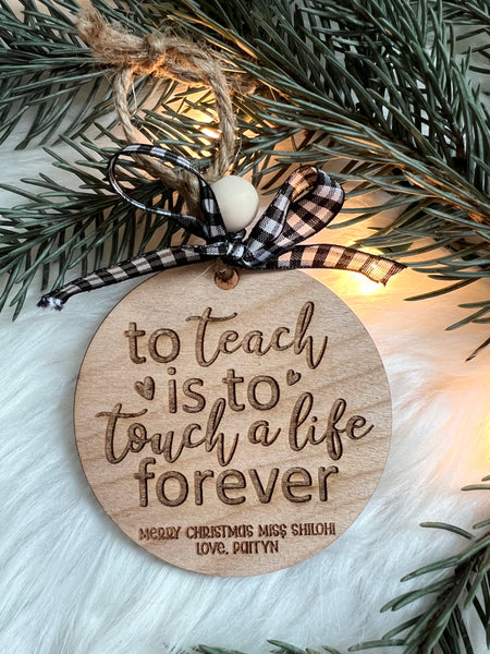 Teacher Wooden Personalized Engraved Ornament