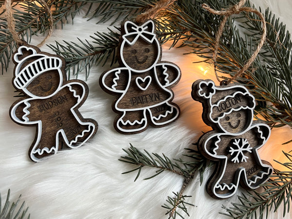 Gingerbread Wooden 3D Personalized Ornament