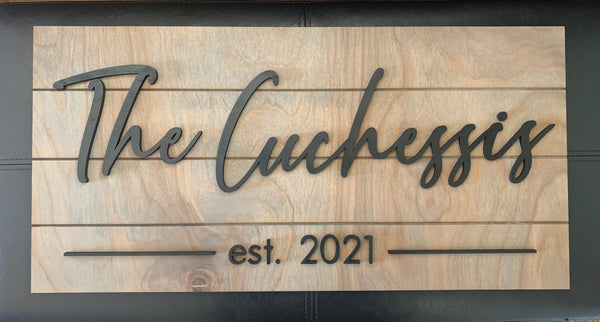 Personalized 3D Last Name Sign with Faux Shiplap