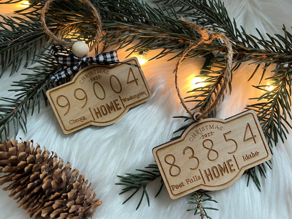 Zip Code City Wooden Engraved Ornament