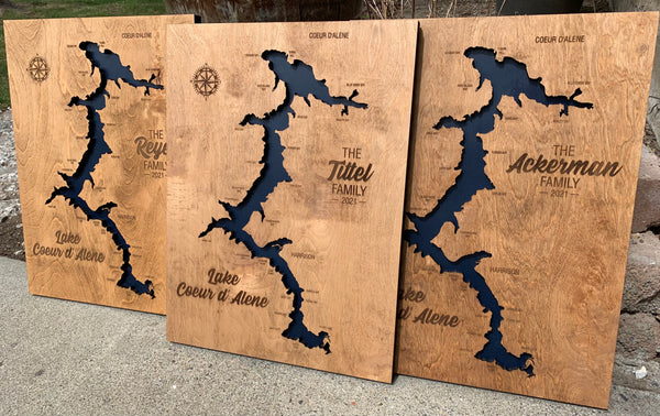 Engraved 3D Coeur d'Alene Lake Sign